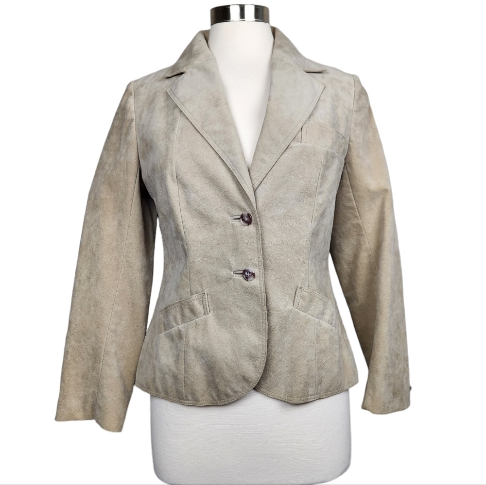 Lilli Ann Adolph Schuman Vintage Ultra Suede Blazer Jacket Women's Size Small